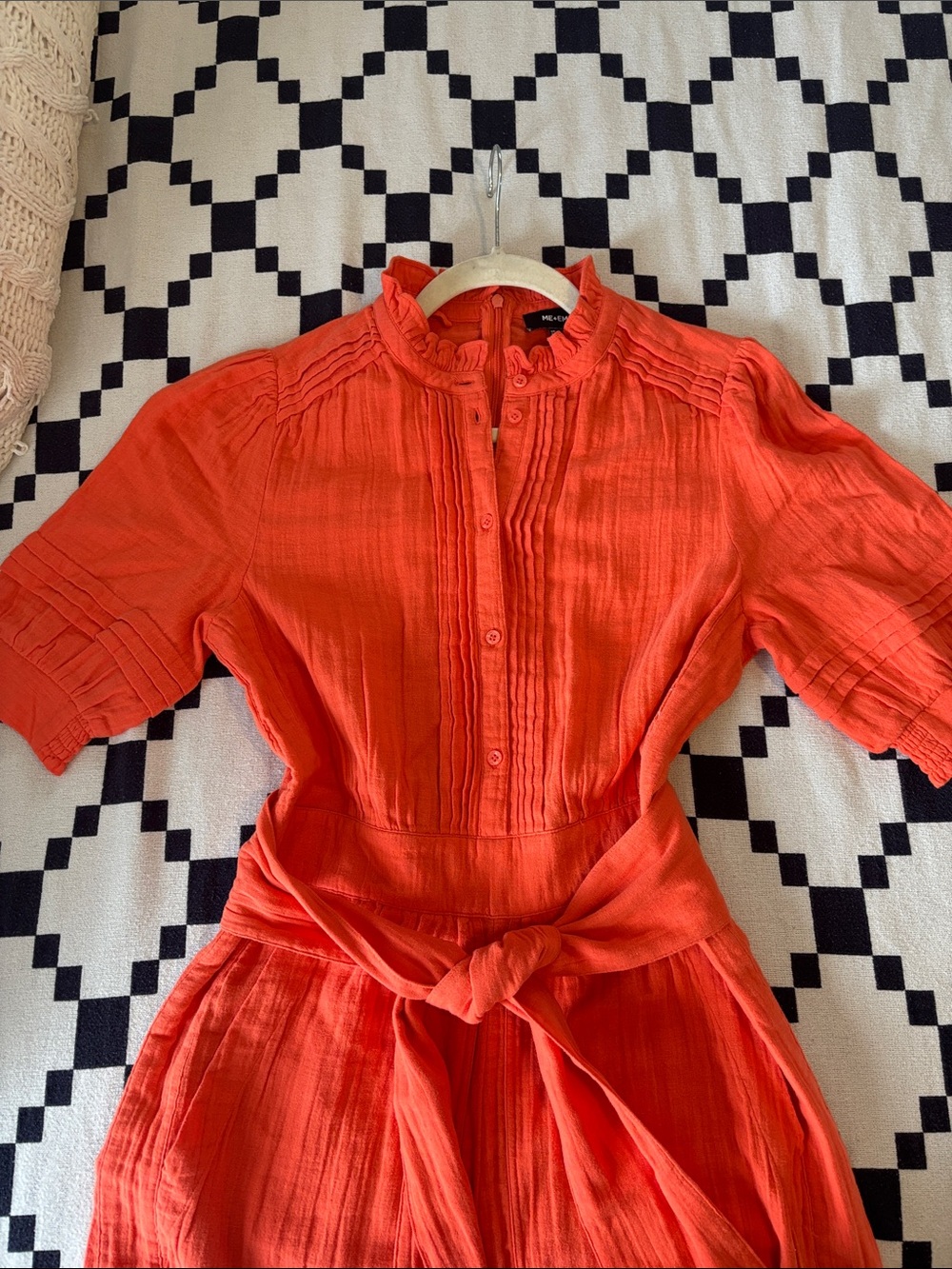 ME+EM Cheesecloth Button Front Jumpsuit with Self Tie Waist - Picture 3 of 9